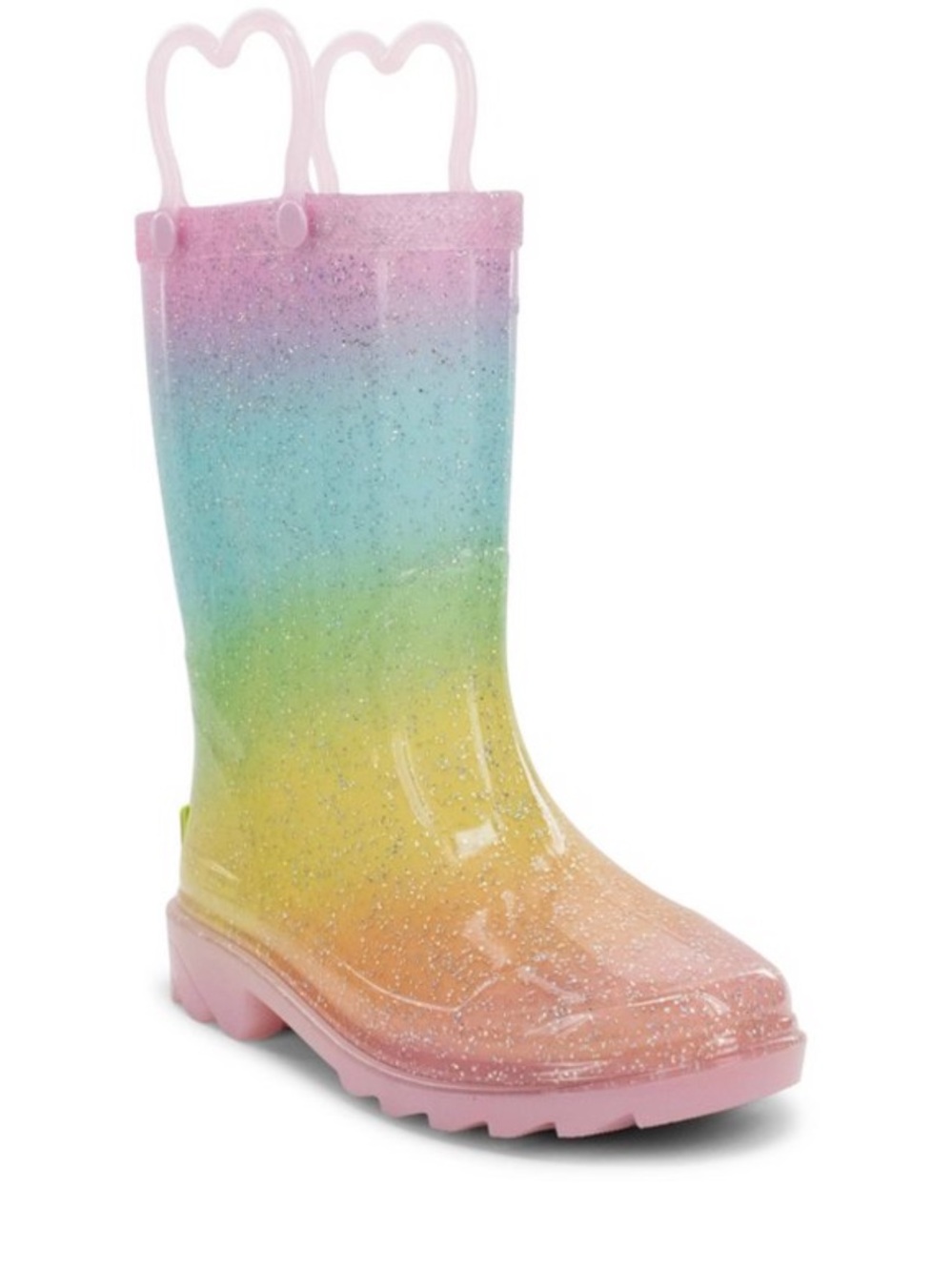 Western Chief Girls' Glitter Light Up Ombre Rainbow Rain Boot
Size 5